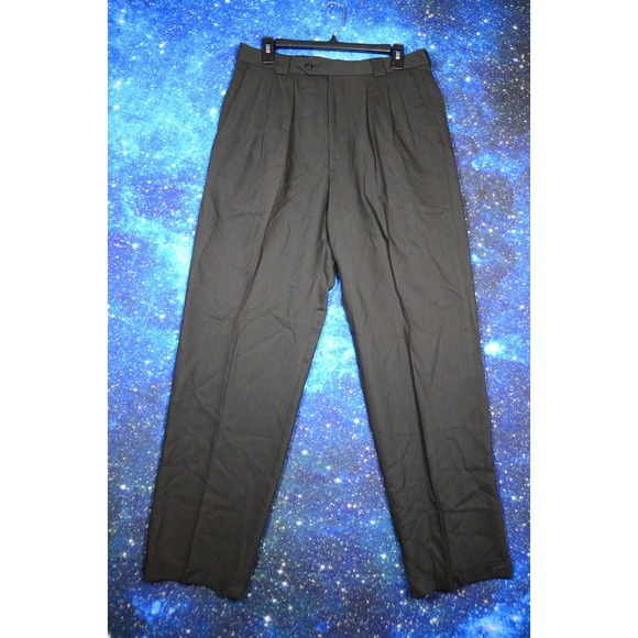 Mani Pants Mens 33 Black Wool Dress Pleated Formal Trouser Made Italy Classic - Picture 1 of 8